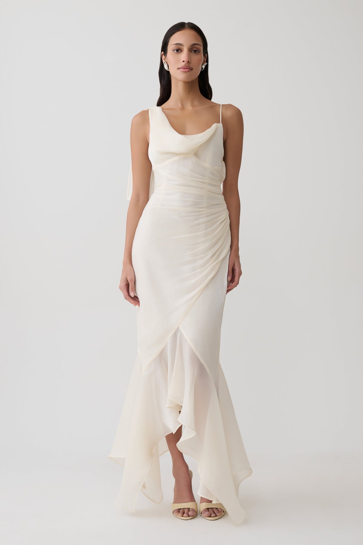 Edith Draped Maxi Dress - Ivory