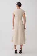 Zinia Linen Cap Sleeve Midi Dress - Natural