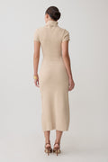 Goldie High Neck Knit Midi Dress - Camel