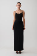 Julian Crepe Strapped Back Maxi Dress - Black