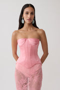 Nicolla Satin Strapless Corset - Pink