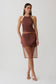 Priscilla Sheer Halter Midi Dress - Dark Chocolate