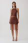 Priscilla Sheer Halter Midi Dress - Dark Chocolate