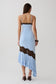Frilled Hem Lace Midi Dress - Cornflower/Chocolate