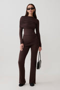 Keaton Modal Straight Leg Overlay Pant - Espresso