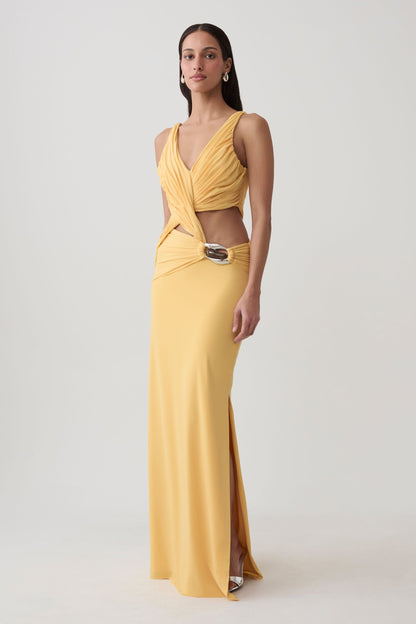 Klein Draped Jersey Gown With Hardware - Mango