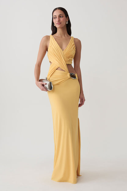 Klein Draped Jersey Gown With Hardware - Mango